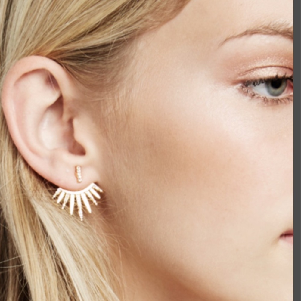 BaubleBar Rose Gold Sunburst Crystal Drop Earrings - Picture 4 of 4